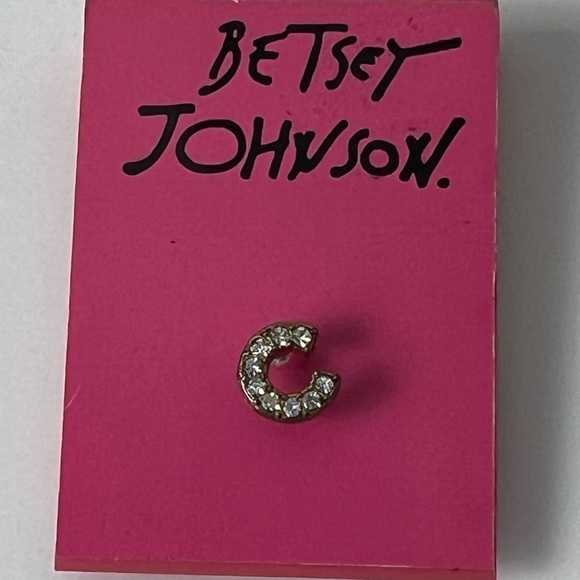 Betsey Johnson Gold Tone Letter "C" Stud Earring - Picture 3 of 6